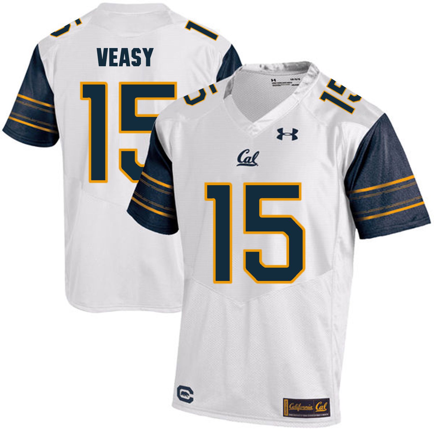 Men California Golden Bears 15 Jordan Veasy White Customized NCAA Jerseys1